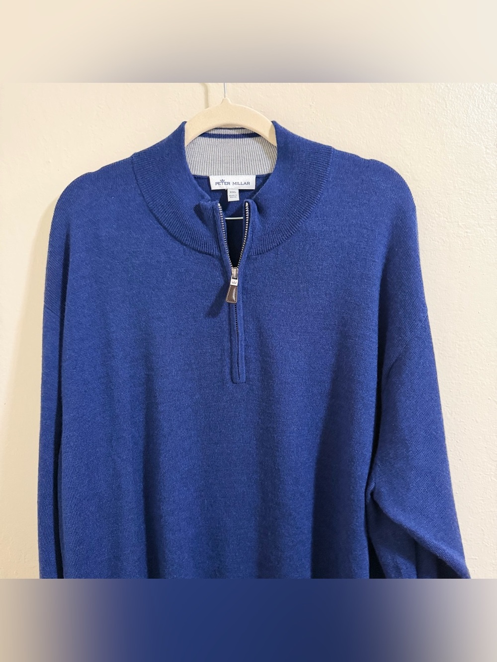 Peter Millar Merino Wool Silk Quarter Zip Sweater Blue Pullover Mens XXL NWOT - Picture 3 of 9